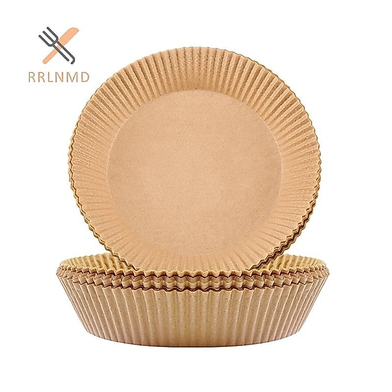 Rrlnmd 50 Chiếc Nồi Chiên Không Khí Dùng Một Lần Giấy Lót Khay Giấy Chống Dầu Thảm Nướng Bánh Chống Dính MỚI