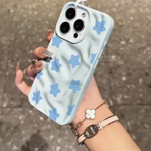 Ốp lưng ngôi sao caro xanh nhạt phù hợp với iPhone17promax 16/15/14/13/12