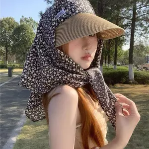 Mũ Xô Hoa Nhỏ Mùa Hè Che Nắng Cổ Mũ Chống Nắng Du Lịch Ngoài Trời Mũ Chống Nắng Tam Giác Khăn Rơm Mũ