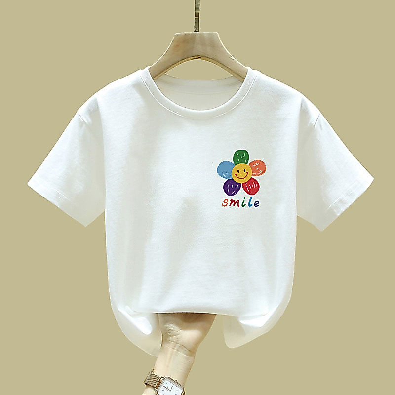 Cầu Vồng Nụ Cười Hoa Đồ Họa Áo Dễ Thương Mặt Cười In Hình Thường Ngày Tay Ngắn Top Hợp Thời Trang Tích Cực Thời Trang Để Mặc Hàng Ngày
