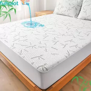 Vỏ nệm bằng sợi tre FUHUIOT, Tấm bảo vệ nệm chống thấm nước toàn diện, Dây thun có thể giặt bằng máy thoải mái Tấm trải giường thoáng khí cho trẻ em