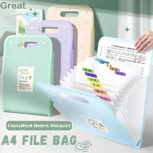 Thư mục tập tin A4 GREAT, Túi tập tin 13 lớp dung lượng lớn, Túi dữ liệu A4 phân loại cầm tay đơn giản cho văn phòng trường học