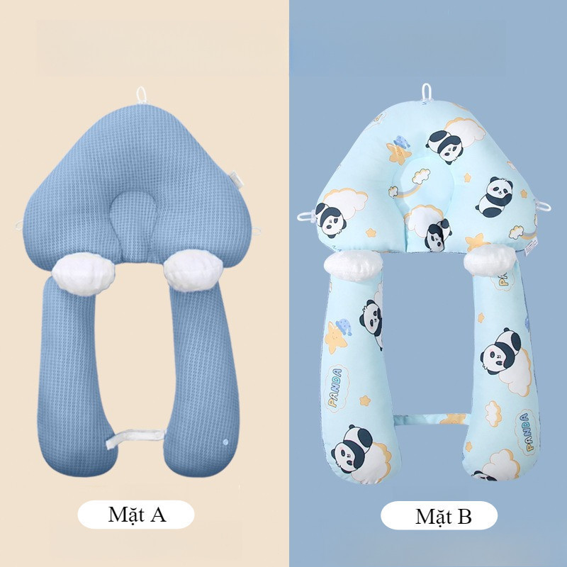 Gối Chữ U Cho Bé Sơ Sinh - Chống Giật Mình,Đầu Có Dây Rút Điều Chỉnh 3 Đầu Giúp Bé Ngủ Ngon