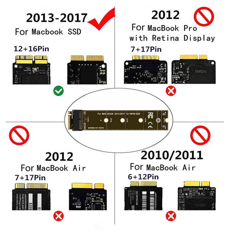 Dành Cho 2013-2017 SSD Adapter M.2 KEY-M Sang 2013-2017 SSD Adapter M2 KEY-M NVME Riser Card Adapter Cho 2013 2014 2015 2017 A1465 A1466