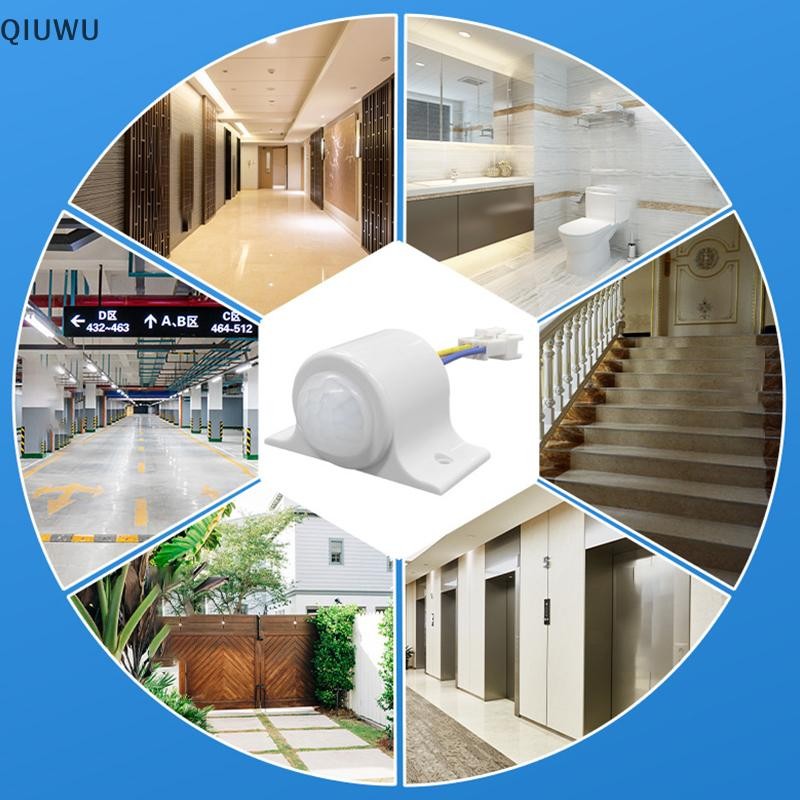 Công tắc cảm biến QIUWU PIR Máy dò chuyển động Công tắc đèn cảm ứng hồng ngoại hồng ngoại 220V 110V cho đèn LED Đèn chiếu sáng huỳnh quang.