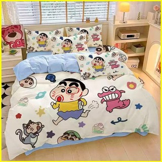 ST2 Crayon Shin-chan 3IN1 Ga trải giường Vỏ chăn gối Bộ chăn ga gối Phòng ngủ gia đình Có thể giặt được Bộ đồ dễ thương TS2