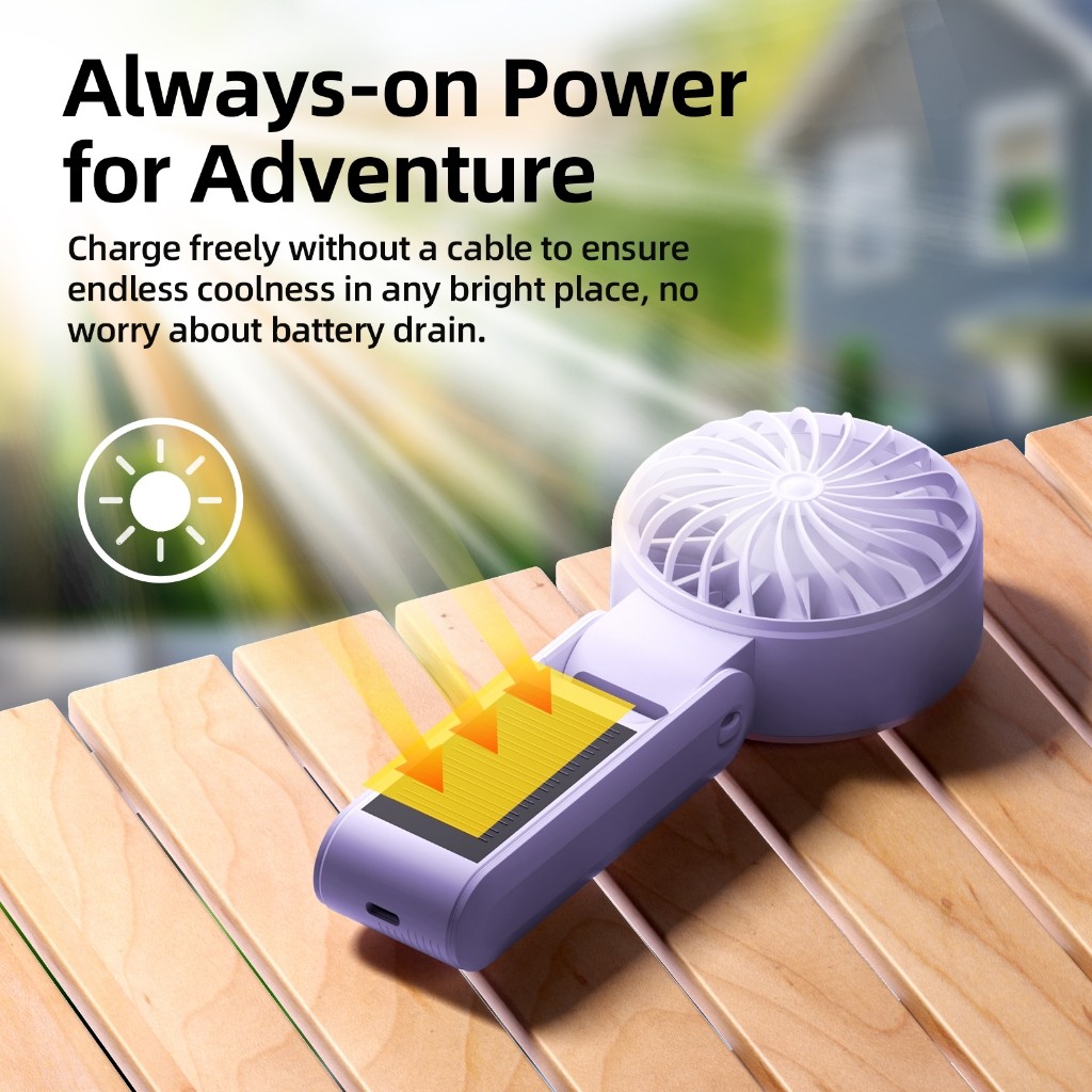 Quạt Goojodoq 4000mAh tốc độ cao Năng lượng mặt trời Quạt cầm tay Turbo100 Gear Wind có thể gập lại