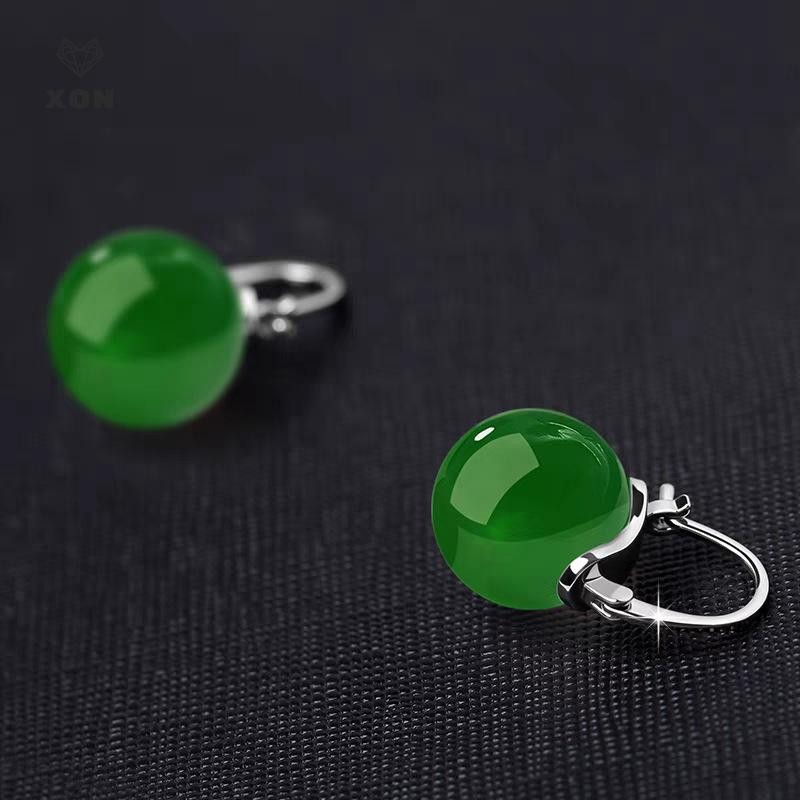 Bông tai hạt ngọc bích cổ điển, nhẹ nhàng - Trang sức thời trang cho nữ