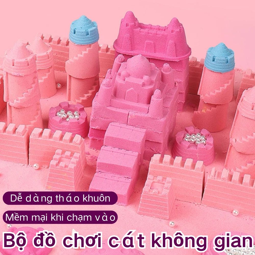 Kinetic Motion Sand Playset with Molds Inflatable Safe Non-toxic Space Sand Toys for Kids