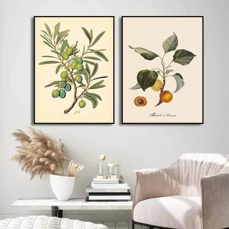 Vintage cây trái cây chanh mận cam poster canvas in tường nghệ thuật canvas tranh tường tranh tường trang trí nhà bếp