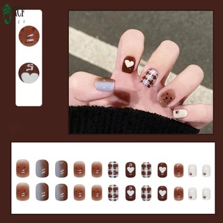 Móng tay giả ngắn dễ thương in hình trái tim quyến rũ thoải mái khi đeo móng tay để mua sắm hẹn hò du lịch