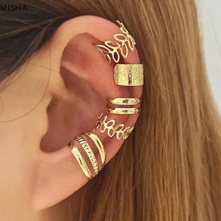 Misa 5 Cái / bộ Đơn Giản Cá Tính Vòng Đeo Tai Hợp Kim Trang Sức Cổ Điển Phụ Kiện Tai Cho Nữ Mặc Dự Tiệc Hàng Ngày