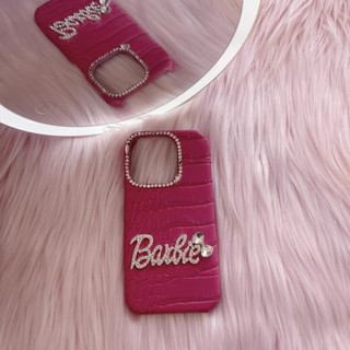 17promax Ốp điện thoại đính đá hồng lấy cảm hứng từ Barbie - Vỏ da lấp lánh cho iPhone 16 15 14 13 12 11 Series Phụ kiện quyến rũ nữ tính dành cho nữ và thanh thiếu niên