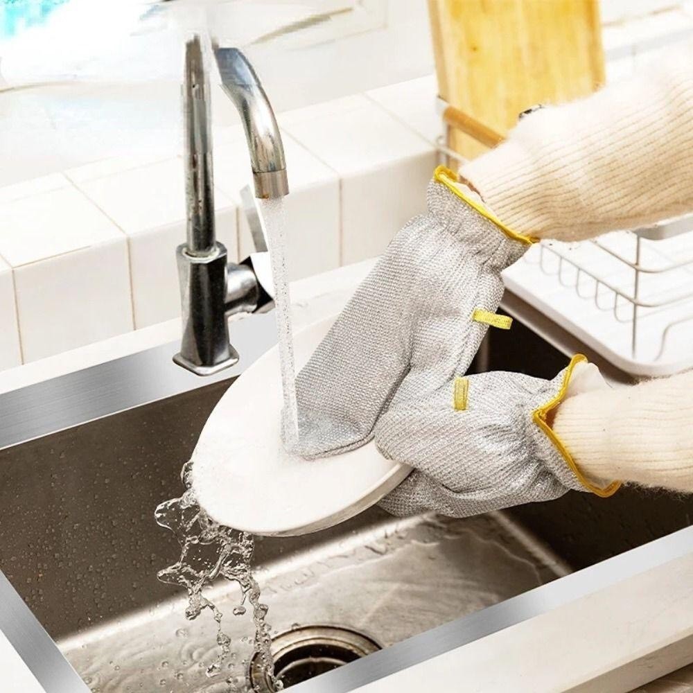 MB6 Set 1 Đôi Găng Tay Dây Thép Rửa Ghén Ghống Nước Bền Bỉ Gách Nhiệt Dày Dặn Nhà Bếp MALAN