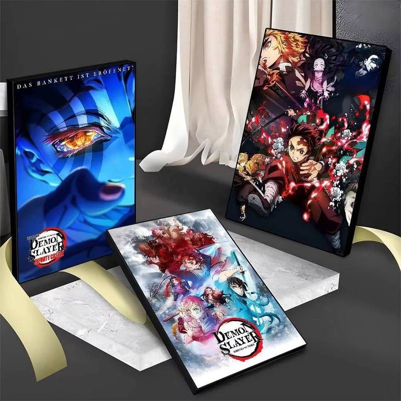 Tranh vải không viền Lâu Thành Vô Tận Kimetsu no Yaiba, Tranh trang trí tường phòng khách phòng ăn phong cách anime Nhật Bản