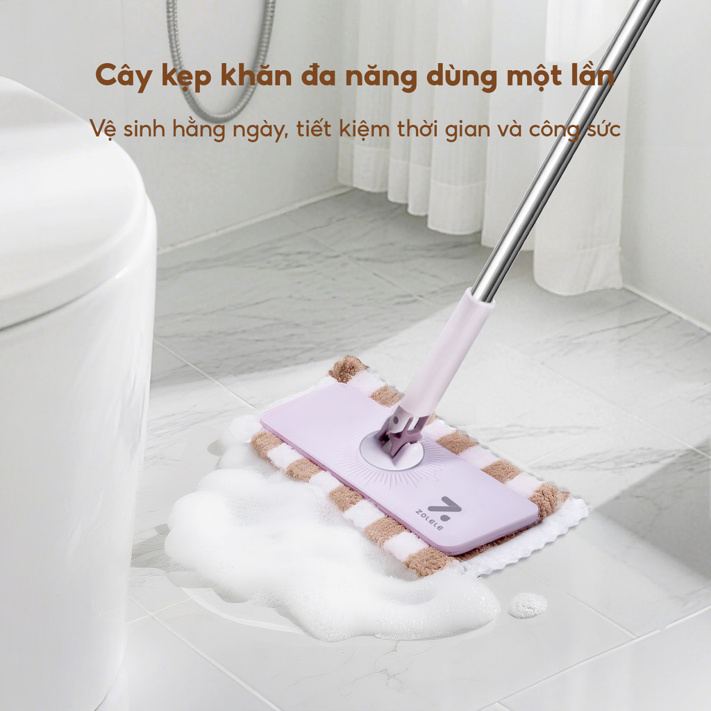 Cây lau kẹp khăn đa năng, cây lau nhà lười dài bàn lau 25cm dùng 1 lần lau bụi mịn DM03 Zolele | BigBuy360 - bigbuy360.vn