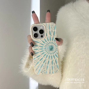 Ibumpers Thẩm Mỹ Ánh Sáng Màu Xanh Dương Totem Họa Tiết Ốp lưng IPhone 16 15 14 13 12 11 Pro Max IP 7 8 Plus X XS XR Xs Max Silicon Mỏng Họa Tiết Da Mềm Ốp Lưng