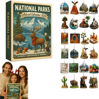 National Parks Advent Calendar 2025, With 24 Iconic Landscapes Ornaments Of National Parks, 24-Days Christmas Countdown Calendar