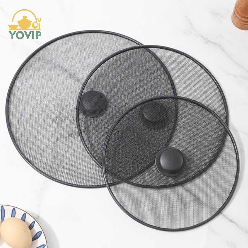 YOVIP Đen Splatter Màn Hình Chống Mỡ Chảo Chiên Dầu Bắn Bảo Vệ Nắp Lưới Mịn Bắn Bảo Vệ Nắp Nắp Dụng Cụ Nhà Bếp VN