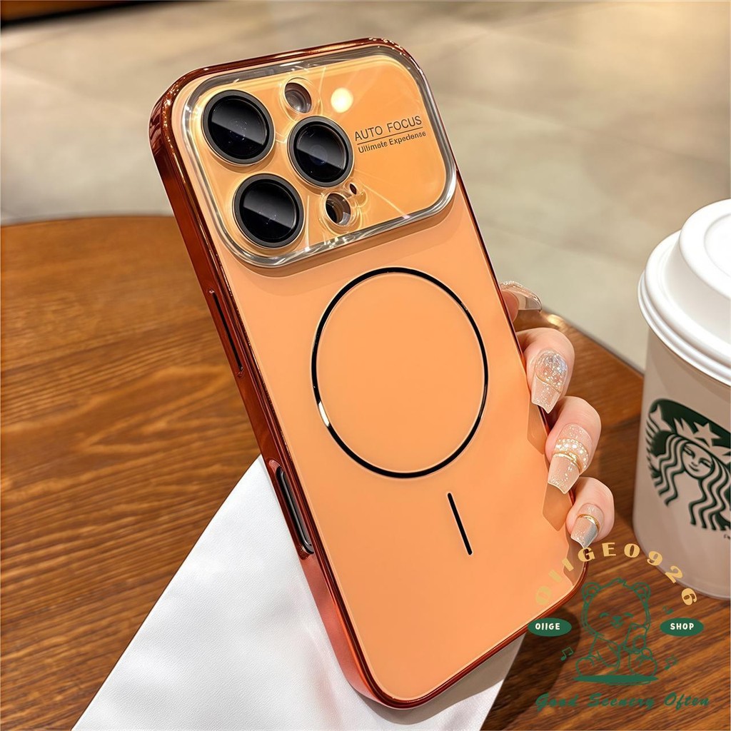 【 Ốp lưng iPhone17 】 Orange Laser Scrub AG Vỏ điện thoại từ tính iphone17 Pro Max 16 15 14 13 12 cho vỏ iPhone Vỏ mềm silicon TPU chống sốc