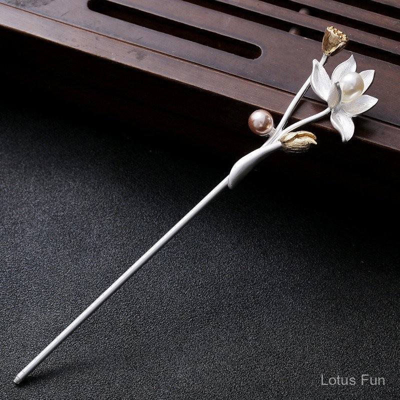 Kẹp tóc và mũ đội đầu hoa sen, thiết kế sườn xám cho trang phục truyền thống Hanfu