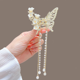 Kẹp tóc bướm tua rua kim loại tinh tế, phù hợp cho updos và nửa lên kiểu tóc