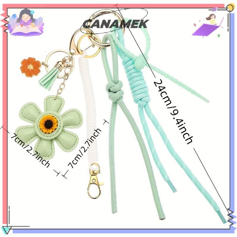 CANAMEK 1 Người Phụ Nữ Mới Da Móc Khóa Túi Hướng Dương Quyến Rũ Mặt Dây Chuyền Thời Trang DIY Phụ Kiện Quà Tặng CSF