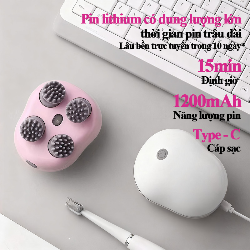 Máy Massage Đầu Cầm Tay – Thư Giãn Da Đầu, Tăng Lưu Thông Máu, Kích Thích Mọc Tóc, Giảm Căng Thẳng
