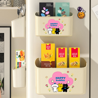 💦Kệ Tủ Lạnh Từ Tính Treo Tường Đục Lỗ Không Sử Dụng Kép Móc Treo Bên Nhựa Bọc Bảo Quản