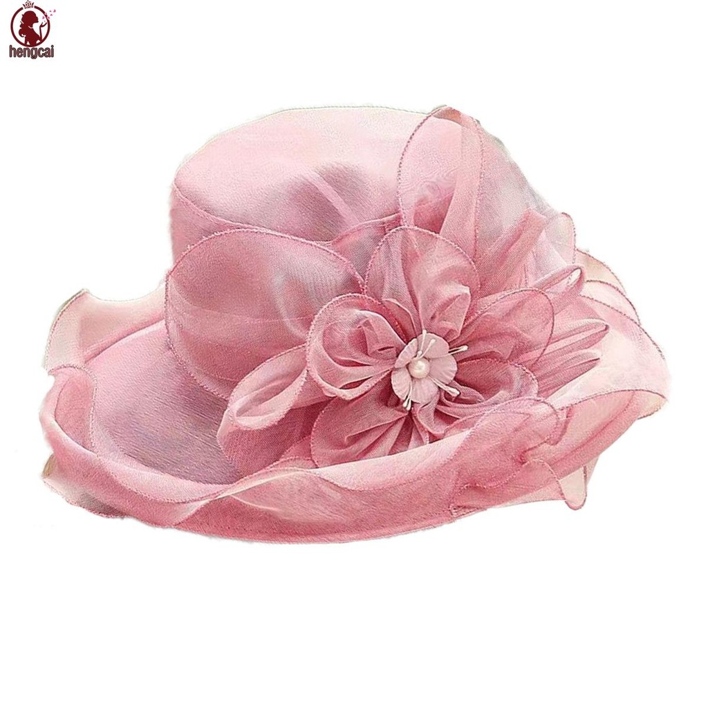 Mũ Top Vành Rộng Organza Style Vintage, Perfect cho Đi Biển và Sự Kiện Ngoài Trời