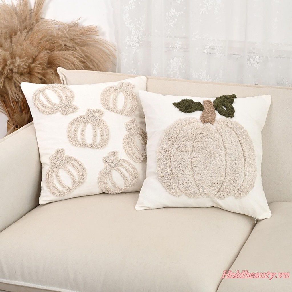 Vỏ gối theo chủ đề Halloween Vỏ gối thêu bí ngô cho ghế Sofa Trang trí phòng ngủ