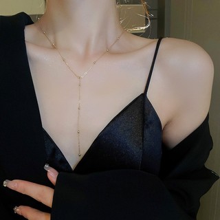 Vòng cổ tua mạ điện vàng thật, thiết kế hình học đơn giản, phong cách Hàn Quốc, phù hợp mọi season