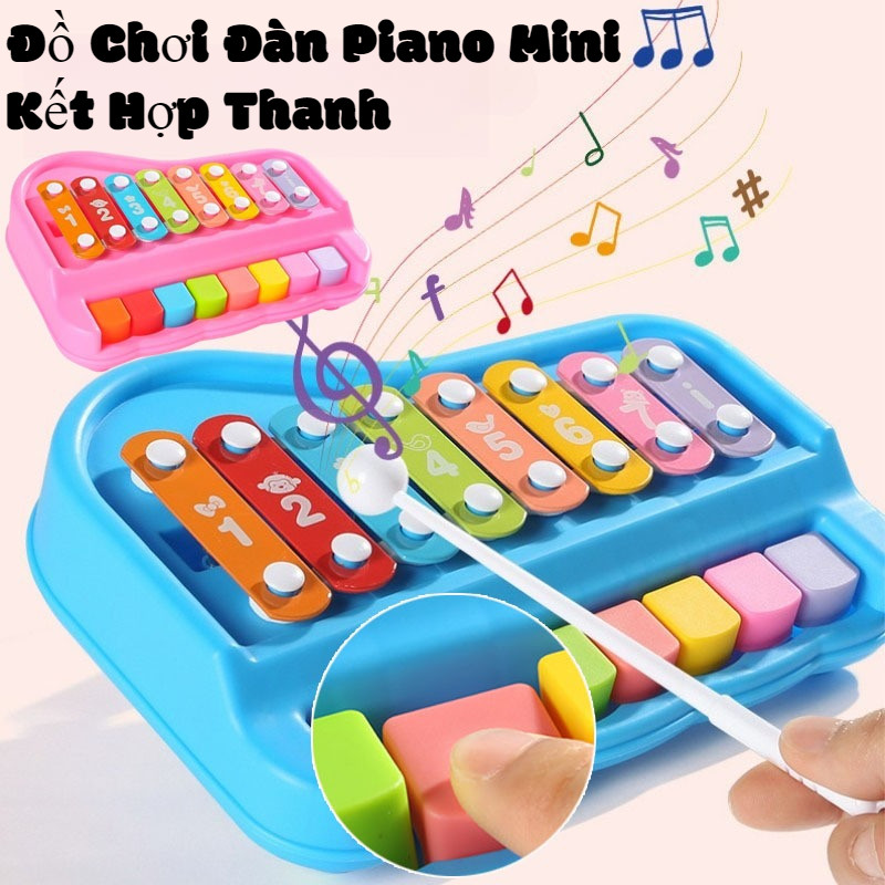Đồ Chơi Đàn Piano Mini Kết Hợp Thanh,Gõ Dạy Bé Nhận Biết Âm Thanh,Màu Sắc Chất Liệu Nhựa ABS,3 Thẻ Nhạc