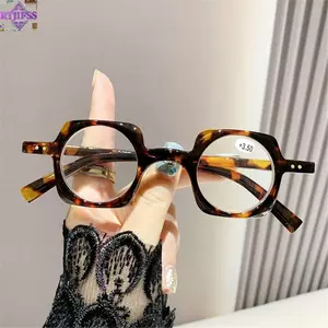 Kính lão thị RTJIFSS, Khung vuông nghệ thuật Phong cách Nhật Bản Kính đọc sách chặn ánh sáng xanh, Kính khung vuông tròn cổ điển dành cho người cao tuổi dành cho nữ và nam giới
