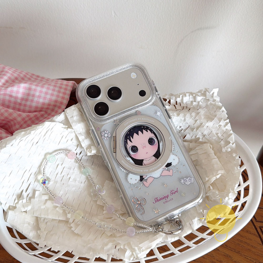Phone Case For iPhone 17 Pro Max 16 15 with Griptok TPU Chain Wings with Griptok Angel Air Bag Aesthetic Korean Cute