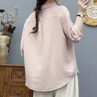 Áo sơ mi nữ 100% cotton cao cấp, mỏng nhẹ, ren hè, phong cách đa năng, dáng rộng 5/4