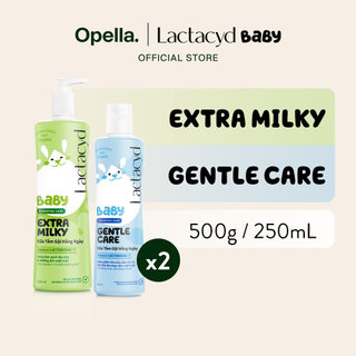 Bộ sản phẩm Sữa Tắm Gội Trẻ em Lactacyd Baby Extra Milky 500ml +1 Lactacyd Baby Gentle Care 250ml