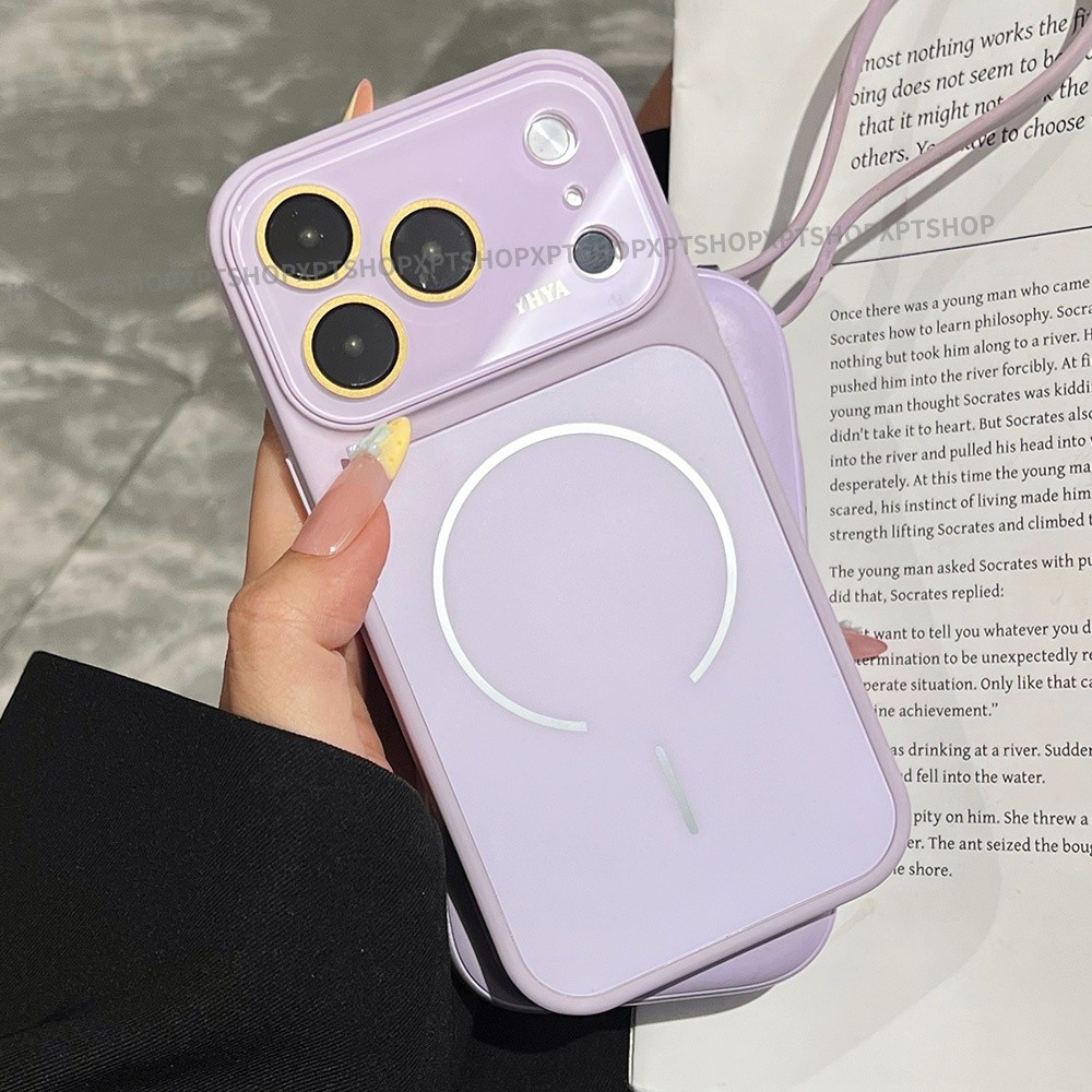 Vỏ máy ảnh thủy tinh cạnh lỏng từ tính Vỏ điện thoại cho iPhone 17 Pro Max 16 15 14 13 12 Vỏ bảo vệ chống sốc