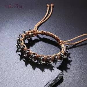 AqToCna Punk Hip Hop Phong Cách Nam Handmade Dệt Hợp Kim Keel Vòng Tay Có Thể Điều Chỉnh Kích Thước Tay Phụ Kiện AqToCna