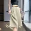 Quần short ống rộng bằng vải lanh lụa băng dành cho nữ mùa hè mỏng phong cách mới eo cao mỏng hơn Nhìn chữ a phù hợp với quần rộng năm điểm Mi