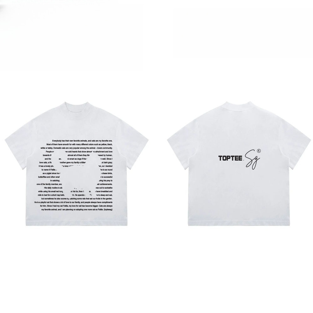 （Giao hàng 24h）Angela Áo thun form Boxy Chó Mèo chữ basic unisex nam nữ tay ngắn cổ tròn cotton 2 chiều dày dặn