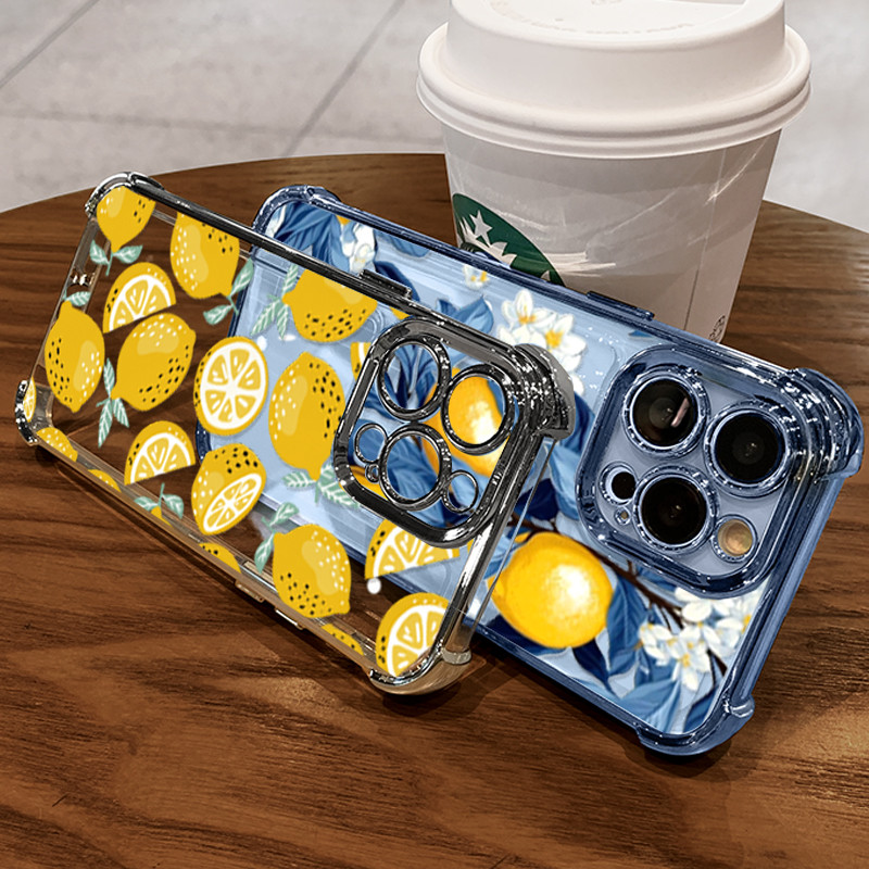 Ốp Điện Thoại Cho iPhone 14 13 Pro Max 6 7 8 Plus 17 Air X XR XS Max Mạ Trái Cây Mùa Hè Dưa Hấu Chanh Trong Suốt Chống Sốc Mềm Dễ Thương