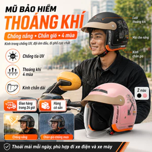 🔥Chống nắng thoáng khí mũ bảo hiểm xe điện | Dùng bốn mùa mũ nửa đầu thông dụng | Chống tia UV trong suốt cao mũ đi xe