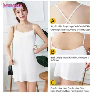 BORAGETE Mùa Hè Petticoat Underskirt, Đầm Vest Bên Trong Mỏng Plus Size, Quần Lót Thường Ngày Không Tay Rời Liền Mạch Váy Cho Nữ