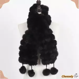 Khăn lông thú CHEESELY, Khăn quàng cổ nữ đầy màu sắc ấm áp, Khăn quàng cổ dài lông thú thật thời trang