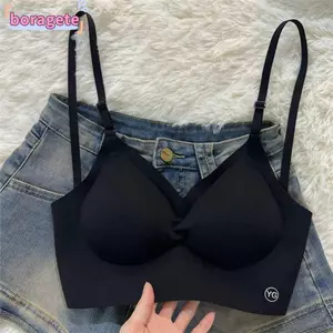 Áo ngực vô hình dành cho nữ BORAGETE, Áo ngực đeo chéo chữ U có khung thép thoáng khí, Áo lót vải cotton Nylon không lưng thời trang dành cho nữ