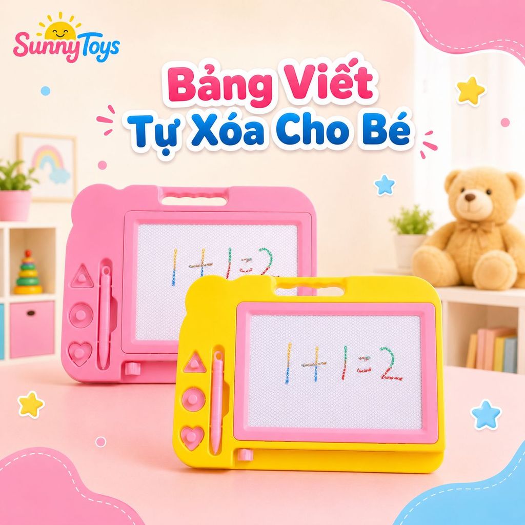 Bảng Tập Vẽ Từ Tính SunnyToys - Bé Viết, Vẽ Và Tự Xóa Dễ Dàng Bằng Cần Gạt
