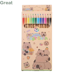 GREA Capybara Bút Chì Màu, Phác Thảo Bằng Gỗ Vẽ Bút Chì Màu, Đồ Dùng Nghệ Thuật 12 Màu Hoạt Hình Bút Chì Tô Màu Học Sinh