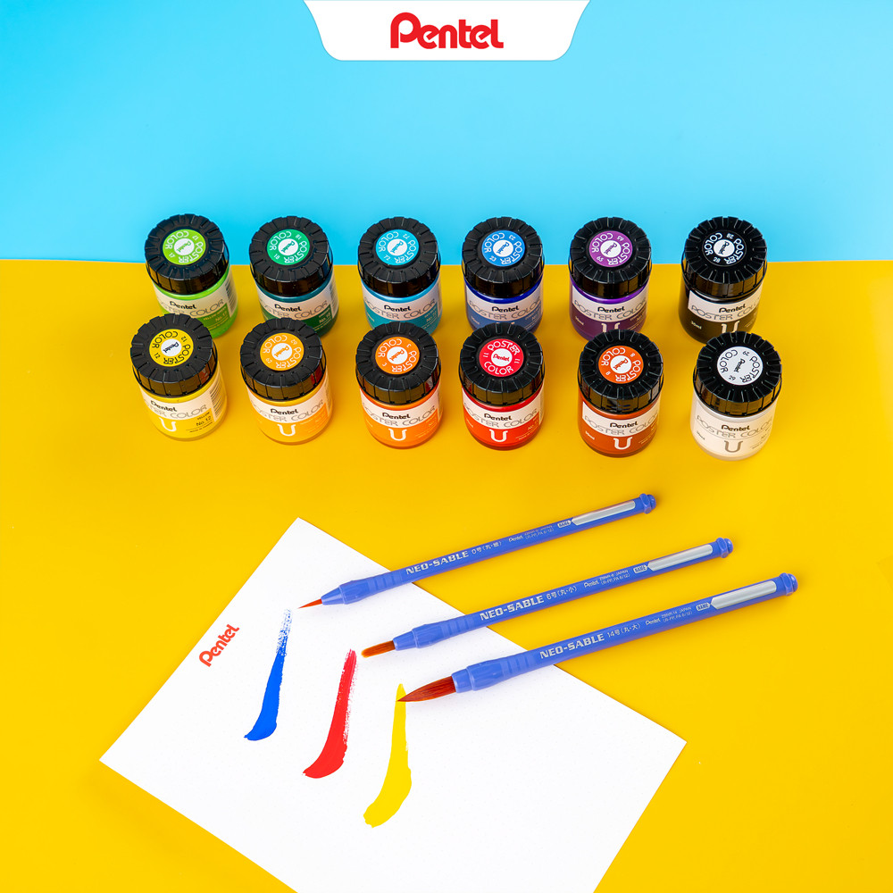 [Màu lẻ] Màu poster Pentel WPU 30ml - màu vẽ Pentel chính hãng màu mị dễ pha lên màu chuẩn