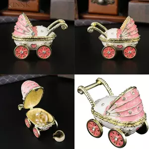 KIKIN Hộp đựng đồ trang sức tráng men và kim cương giả thanh lịch dành cho màn hình gia đình